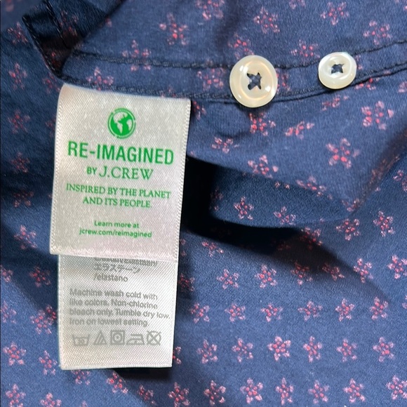 J.Crew Navy and Pink Floral Slim Fit Button Down Shirt - Medium - Picture 10 of 11